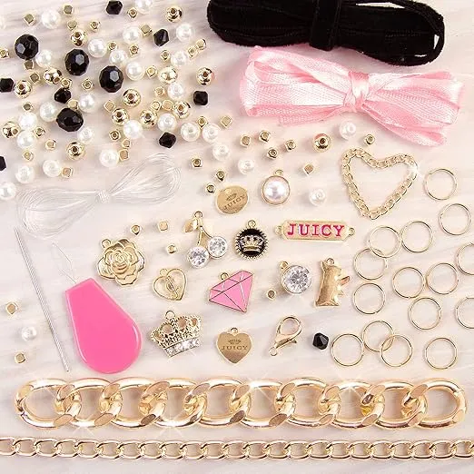 Make it Real: Juicy Coture Chains & Charms, DIY Bracelet Kit, Includes 12 Juicy Coture Charms, Makes Up to 5 Bracelets, Helps Young Girls Develop Fine Motor & Visual Skills, For Ages 8 and up