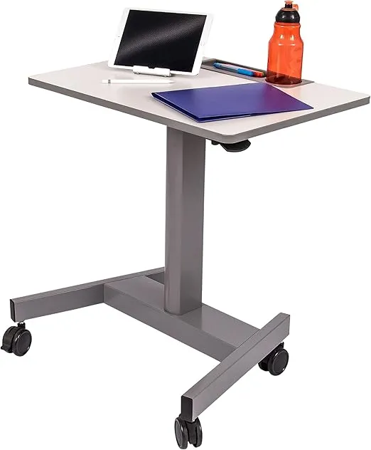 Stand Up Desk Store Pneumatic Adjustable Height Rolling Student Classroom Standing Desk -Gray