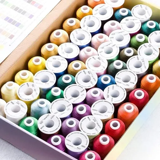 Simthread 63 Brother Colors + 20 Thread Holder, Polyester Embroidery Machine Thread 40 Weight for Brother Babylock Janome Singer Pfaff Husqvarna Bernina Embroidery and Sewing Machines 550Y