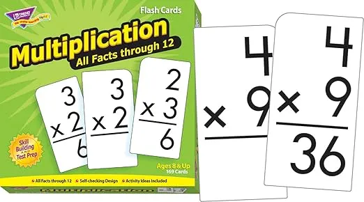 Trend Enterprises: Multiplication All Facts Through 12 Skill Drill Flash Cards, Exciting Way for Everyone to Learn, Great for Skill Building and Test Prep, 156 Cards Included, Ages 8 and Up