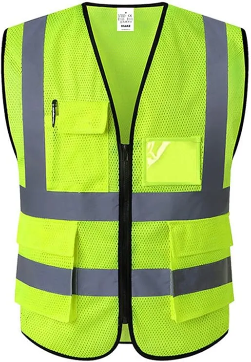 XIAKE 5 Pockets High Visibility Reflective Safety Vest for Men and Women Work Construction Vest