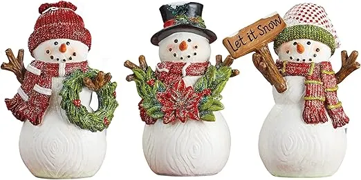 Collections Etc Christmas Snowman Decorative Sitters - Set of 3
