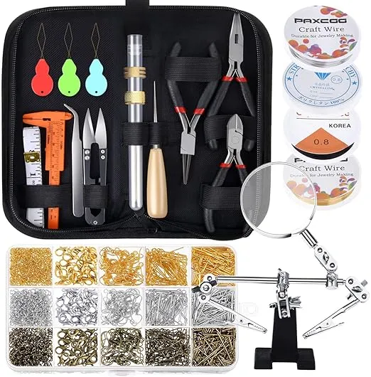 PAXCOO Jewelry Making Supplies Wire Wrapping Kit with Jewelry Beading Tools, Jewelry Wire, Helping Hands and Jewelry Findings for Jewelry Repair, Beading