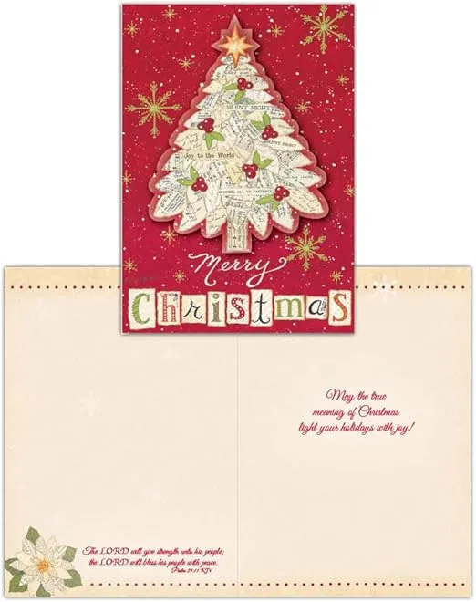 Merry Christmas 15 Boxed Christmas Cards - Faith Based Christmas Greeting Cards - Glitter Christmas Cards - Religious Christmas Greeting Cards with Envelopes