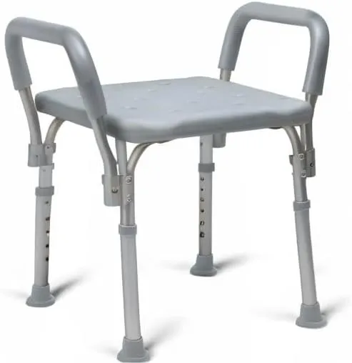 Medline Backless Shower Chair with Arms - 350 lb. capacity, Bench, Stool, Seat for Elderly, Seniors Independent Adult and Disabled Adults