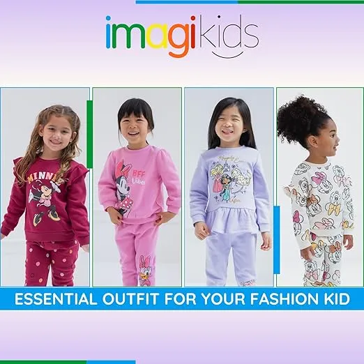 Disney Princess Minnie Mouse Winnie the Pooh The Aristocats Fleece Sweatshirt & Pants Outfit Set Newborn to Big Kid Sizes