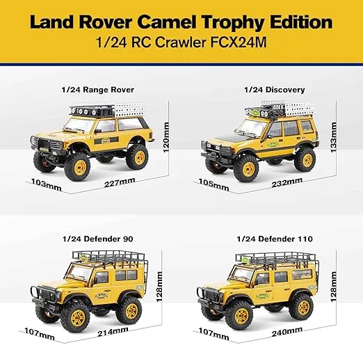 BEEZRC FMS 1/24 RC Crawler RTR FCX24M Land Rover Family Camel Trophy Edition Licensed RC Model 4WD RC Rock Truck 2.4Ghz Hobby Grade RC Car Model Mini Off Road Vehicle with Battery (Defender 90)