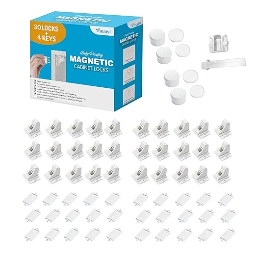 Vmaisi Baby Proofing Magnetic Cabinet Locks (30 Locks and 4 Keys)
