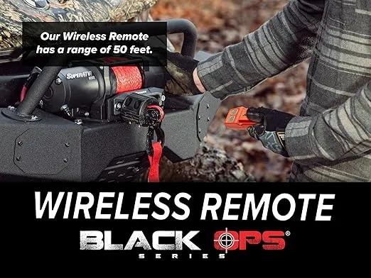 SuperATV 4500 lb Winch For UTV/ATV | Complete Black Ops Winch Kit | Waterproof Seals And Solenoid | 1.3 HP Motor | 166:1 Gear Ratio