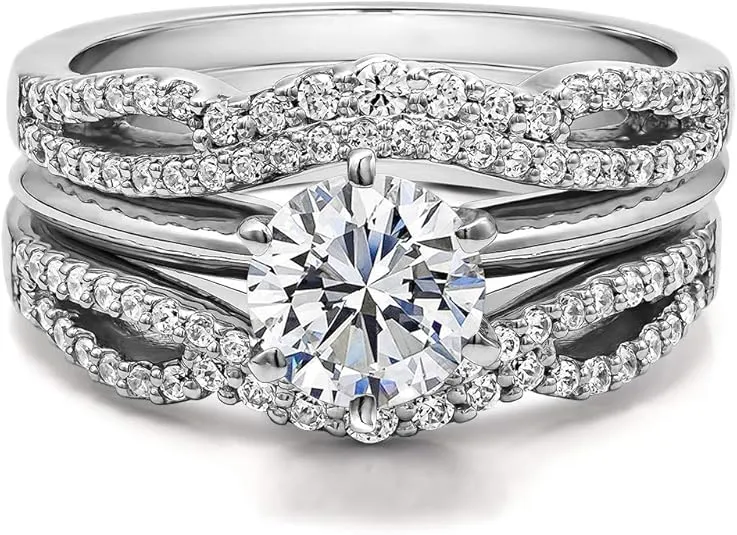 TwoBirch 0.57 Ct. Double Infinity Wedding Ring Guard Enhancer in Sterling Silver (CZ or MOISSANITE)