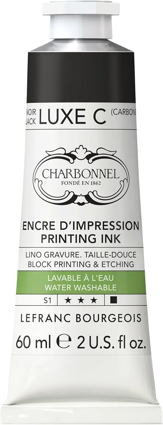 Lefranc Bourgeois Charbonnel Professional Printing Waterwashable Ink, 60ml (2-oz) Black Luxe C