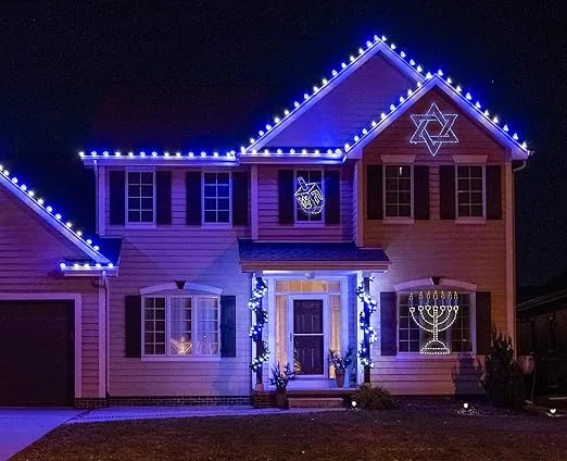 Fraser Hill Farm 32"" H x 20"" W Hanukkah Dreidel LED Lights, Large Outdoor Decoration, FFHNLED032-DR0-BLU, Multicolor