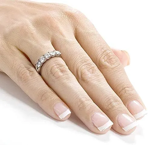 Kobelli Five Stone 4/5 Carat TGW Round Brilliant Moissanite Bridal Wedding Band in 14k White Gold (DEF/VS) …
