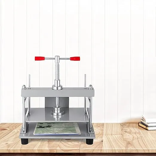VEVOR Manual Paper Press Machine, 12x8.6 inch for A4 Sized Papers Flatting Machine, 10cm Thickness Steel Frame Manual Flat Paper Press Machine, Papermaking Book Press