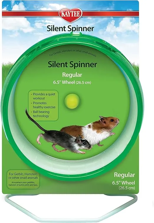 Kaytee Silent Spinner Wheel For Pet Hamsters and Gerbils, Regular 6.5 Inch