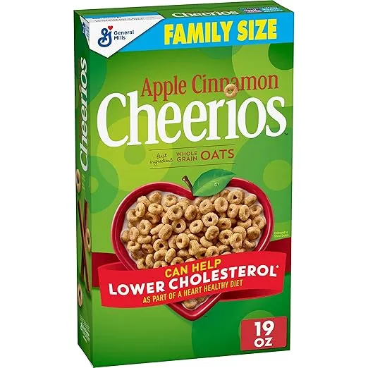 Apple Cinnamon Cheerios, Heart Healthy Gluten Free Breakfast Cereal, Family Size, 19 oz