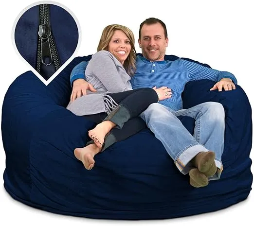 ULTIMATE SACK 6000 (6 ft.) Bean Bag Chair Cover in Multiple Colors: Cover ONLY. (6000, Navy Suede)