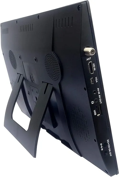 Tyler 14” Portable TV LCD Monitor 1080P Rechargeable Lithium Battery Operated, 2 Antenna, HDMI, USB, RCA, FM Radio, Digital Tuner, AV Inputs, AC/DC, TV Stand and Remote Control for Car Travel