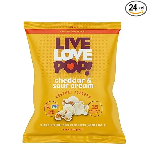 Live Love Pop Cheddar and Sour Cream Popcorn 1.0 oz. (24 pack)