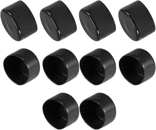 uxcell 10pcs Rubber End Caps 2"(50mm) ID Vinyl Vinyl Round End Cap Cover Screw Thread Protectors Black