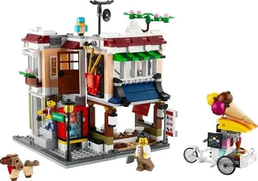 LEGO Creator 3 in 1 Downtown Noodle Shop House, Transforms from Noodle Shop to Bike Shop to Arcade, Modular Building Set, Toy Gift for Kids 8 Years and Up, 31131