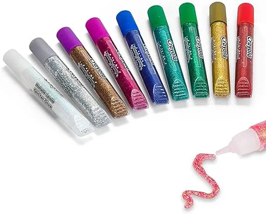 Crayola Washable Glitter Glue - Assorted Colours (Pack Of 9) | Add Some Extra Sparkle To Your Arts & Crafts! | Ideal Kids Aged 3+