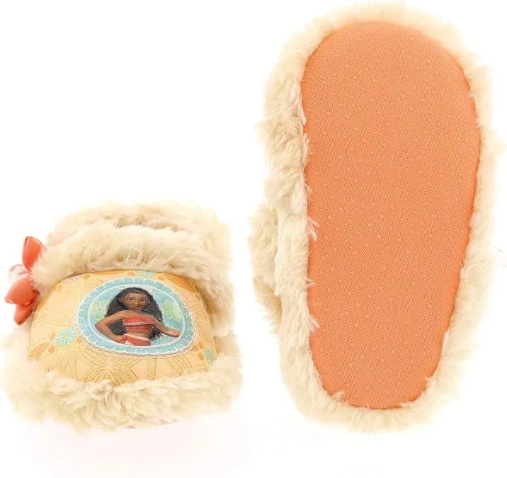 Disney Moana Toddler Girl's Plush A-Line Slippers with Faux Fur