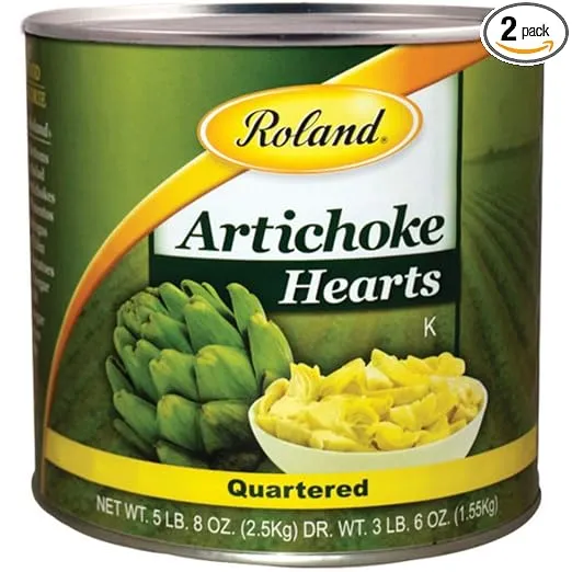 Roland Foods Quartered Artichoke Hearts, 5 Pound 8 Ounce Can, Pack of 2