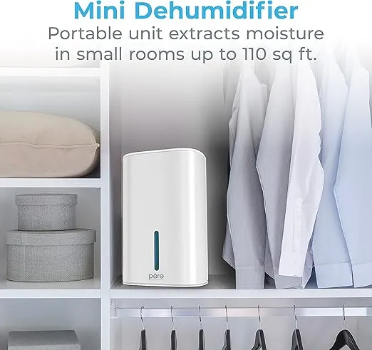Pure Enrichment PureDry Mini Dehumidifier - 27oz Compact Water Tank Eliminates 300ml/day of Excess Moisture from Closets, Bathrooms, Boats, Kitchens, and Other Small Rooms and Living Spaces