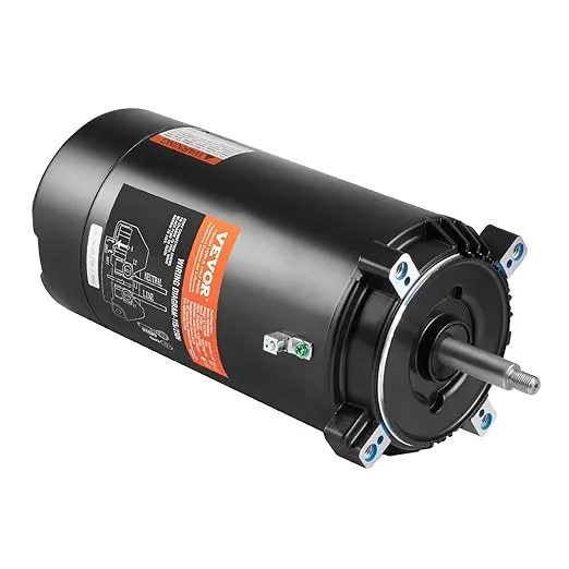 VEVOR 1.5 HP Pool Pump Motor, 56J Frame, 115V(13.6 Amps)/230V(6.8 Amps) 3450 RPM, 60Hz, 1.3 Service Factor, 90μF/250V Capacitor, CCW Rotation Round Flange Replacement Motor
