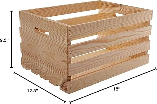 HOUSEWORKS 67140 18" Lx12.5 Wx9.5 H Large Crates & Pallet Wood Crate, 67140 18" Lx12.5 Wx9.5 H Large Crates & Pallet Wood Crate