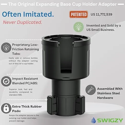 Car Cup Holder Expander, Adjustable Expandable Insert Extender, Automotive Adapter Holds Hydro-Flask, Yeti, Nalgene, Owala, Large (32 40 oz) Water Bottles, Big Drinks - Universal Auto Vehicle