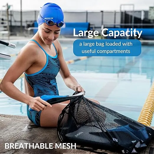 Sporti Swimming Equipment Bags, Mesh Drawstring Backpack, Swim Bag for Swimmers, Mesh Backpack for Beach, Gym and Workout Gear - Mesh Bag - Orange