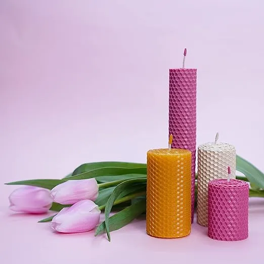 Beeswax Candle Making Kit for Women - Floral Themed DIY Candle Rolling Kit for Beginners, Pretty Flower Candles Craft - Great Gift for Mothers or Mom with Kids