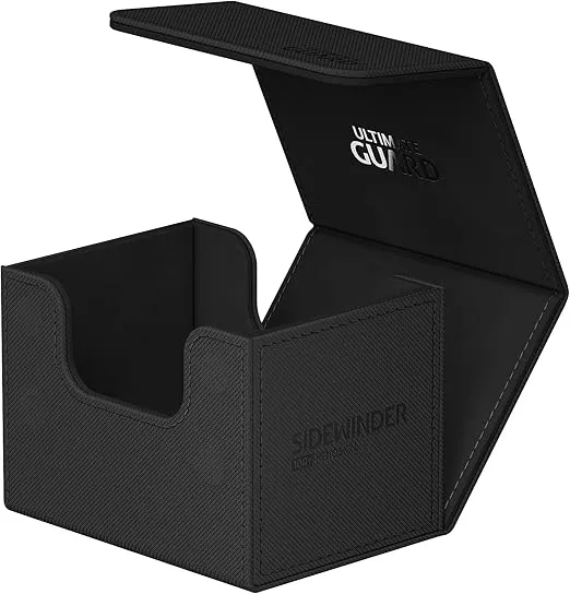Ultimate Guard Sidewinder 100+, Deck Box for 100 Double-Sleeved TCG Cards, Black, Magnetic Closure & Microfiber Inner Lining for Secure Storage