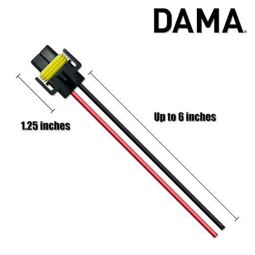 DAMA H11 H9 H8 880 881 Female Wiring Harness Socket Pigtail Cable for Headlight & Fog Light Halogen Bulb | One Pair Deal