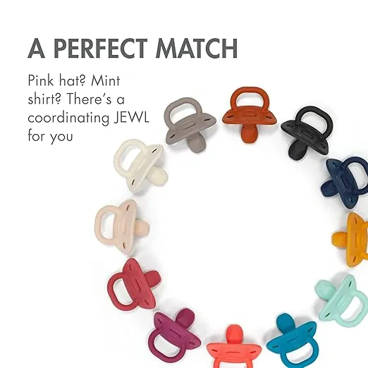Boon Jewl Silicone Orthodontic Pacifier - Baby Pacifier with Soothing Gem Shaped Nipple - Comfortable Newborn Pacifiers Support Natural Oral Muscular Development - Neutral - 2 Count - 0+ Months