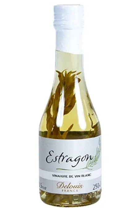 French Delouis White Wine Vinegar with Fresh Tarragon - 8.5 fl oz - Artisanal Vinaigre de Vin Blanc