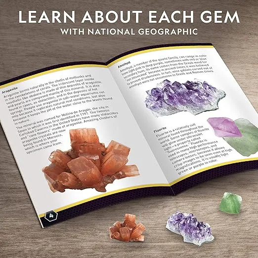NATIONAL GEOGRAPHIC Mega Gemstone Dig Kit – Dig Up 15 Real Gemstones and Crystals, Science Kit for Kids, Gem Digging Kit, Gift for Girls and Boys, Mining Kit, Rock Collection