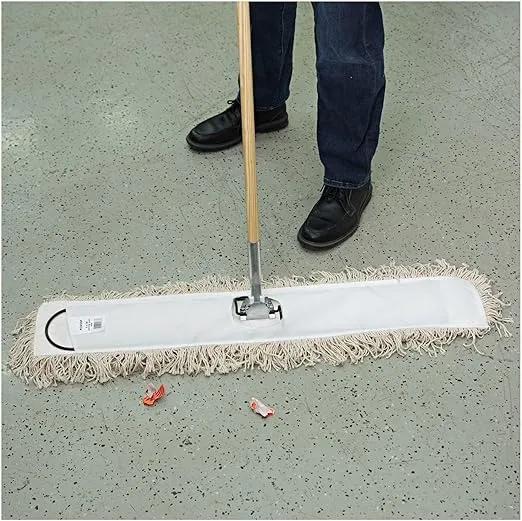 Boardwalk BWKM365C 36 in. x 5 in. Cotton Head 60 in. Wood Handle Cotton Dry Mopping Kit - Natural (1-Kit)