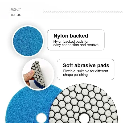 SHDIATOOL 7Pcs 4 Inch Dry Diamond Polishing Pads Grit 3000 for Granite Marble Stone Sanding Disc