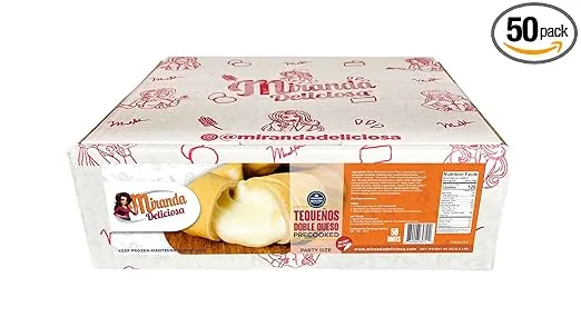 Miranda Deliciosa Tequeños Gourmet DOUBLE CHEESE stick pre-cooked. Thinner dough and extra cheese. DOBLE QUESO precocinado. Ready to heat. 1 Box, 50 units