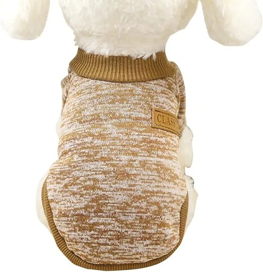 Jecikelon Dog Clothes Dogs Sweater Soft Puppies Clothing Winter Puppy Sweaters Warm Outfit for Dogs Small XXS XS Cat Apparel (Khaki, XS)