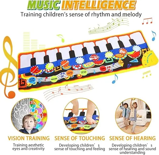 Cyiecw Piano Mat, Toddler Toys Musical Mat with 25 Music Sounds Floor Piano Keyboard Mat Carpet Touch Playmat Educational Toys for Baby Kids Boys Girls 1 2 3+ Year Old