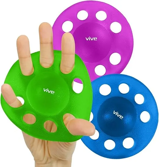 Vive Finger Exerciser Strengthener (3 Pack) - Hand Therapy Equipment for Grip Strength - Extensor Forearm Trainer Kit - Occupational Stretcher Balls for Fingers, Arthritis, Carpal Tunnel, Guitar