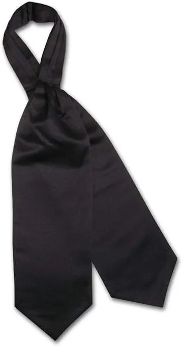 Vesuvio Napoli ASCOT Solid BLACK Color Cravat Men's Neck Tie