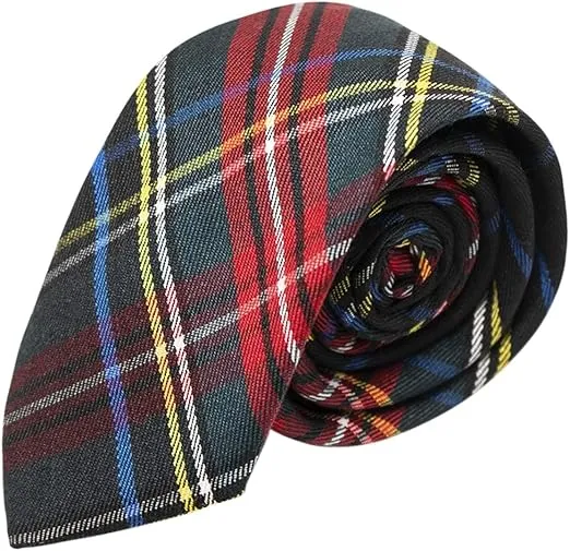 Traditional Dark Green & Black Tartan Tie, Check, Plaid