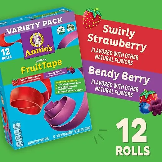 Annie's Strawberry/Berry Organic Really Peely Fruit Tape Variety Pack, 12 Count