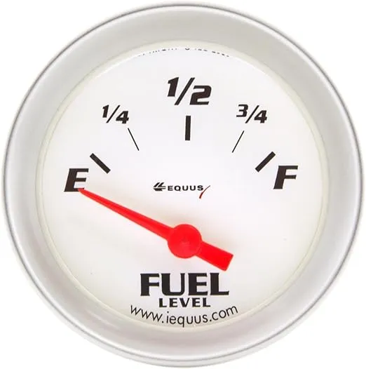 Equus 8361 2" Fuel Level Gauge, White with Aluminum Bezel