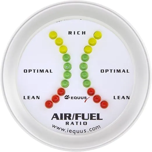 Equus 8366 2" Air/Fuel Ratio Gauge, White with Aluminum Bezel